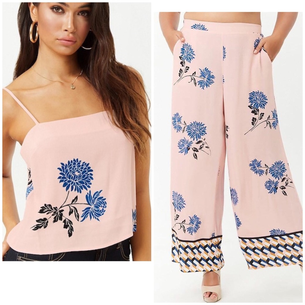 0X/1X NWT Forever 21 Paisley Palazzos Pants Set